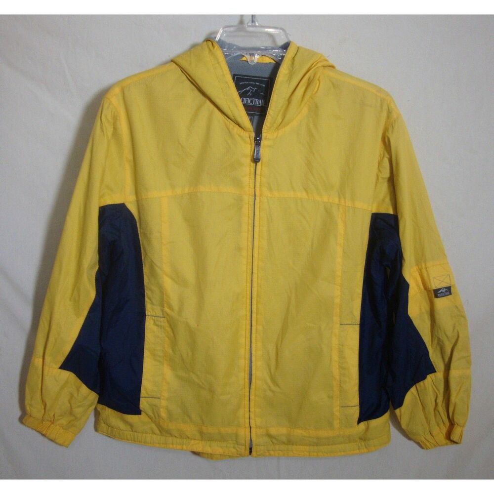 Pacific Trail Yellow Windbreaker Fleece Zip Up Lined Child M Hoodie Nylon Jacket